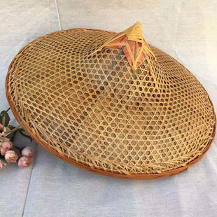 竹编斗笠帽竹帽舞蹈表演道具竹制品防晒防雨钓鱼帽竹灯罩装饰草帽
