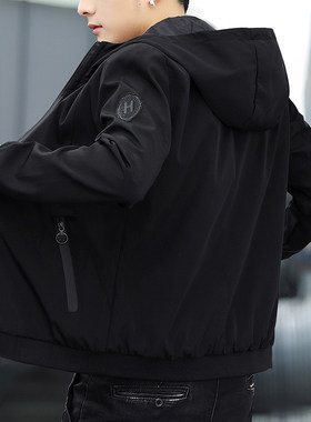 男士外套春秋2023新款韩版潮流春装衣服春季休闲机能连帽夹克男