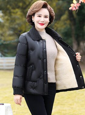 妈妈冬装棉衣加绒外套中年女小棉袄40岁50中老年女装秋冬羽绒棉服