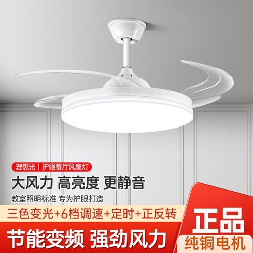 全光谱隐形风扇灯LED新款吸顶吊扇灯卧室餐厅静音变频一体吊灯