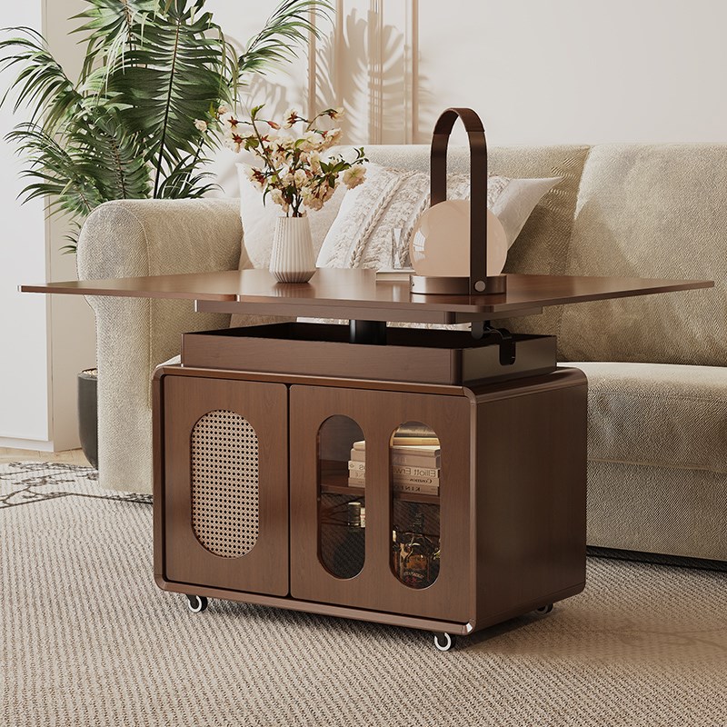 2025新款折叠移动茶几带轮小户型家F用客厅升降沙发边几边柜小推