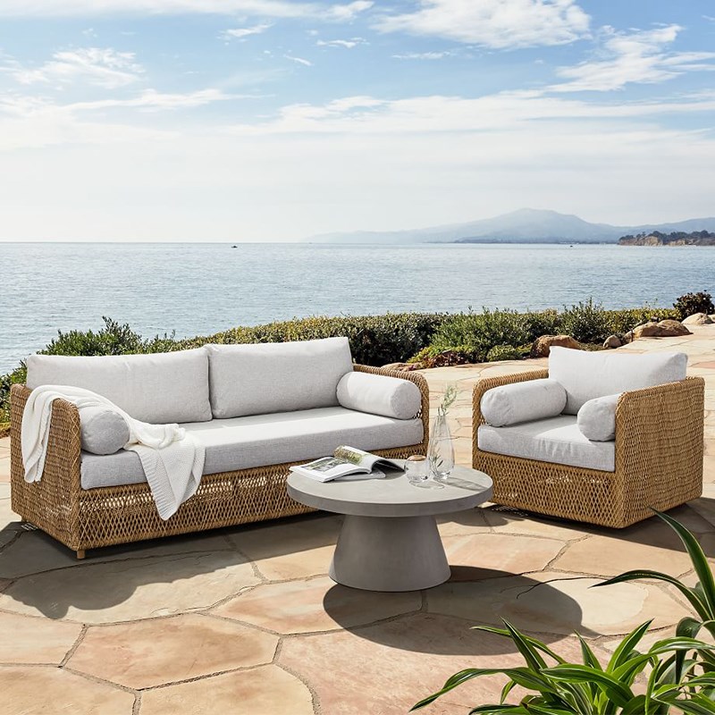 北欧户外沙发茶几防雨藤编咖啡厅庭院G别墅酒店花园休闲藤家具组