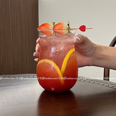 简约大肚宽口玻璃杯家q用高硼硅耐热水杯创意冷萃拿铁咖啡杯茶饮