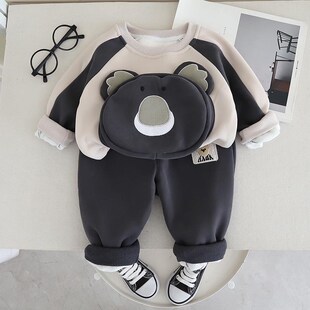 男宝宝冬装1周岁七12一8八7六9十个月婴儿衣服分体秋冬季外出套装