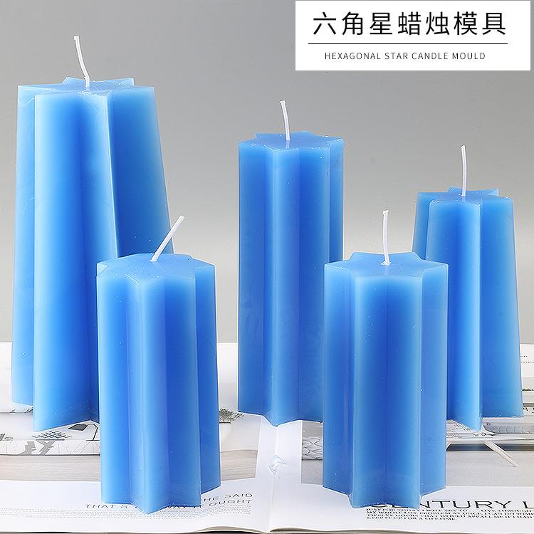 半手工六角星圆柱蜡烛 模具亚克力透明模型 德国装饰蜡烛内芯模具