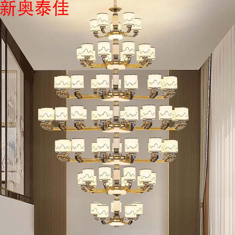 新中式客厅吊灯具中国风餐厅仿古锌合金卧室灯茶楼别墅书房灯饰