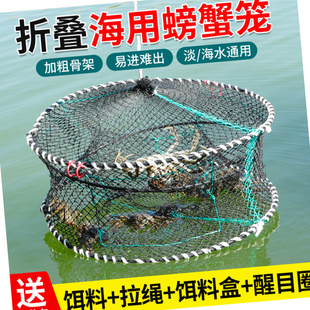 海用螃蟹笼蟹笼加粗加重折叠圆形弹簧笼子抓螃蟹笼海边捕蟹网