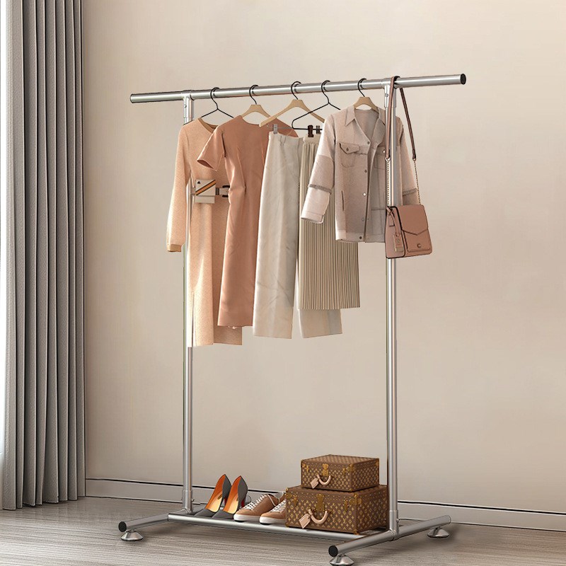 晾衣架落地带轮移动衣架室内伸缩晾衣H架家用晾衣杆阳台晒衣挂衣