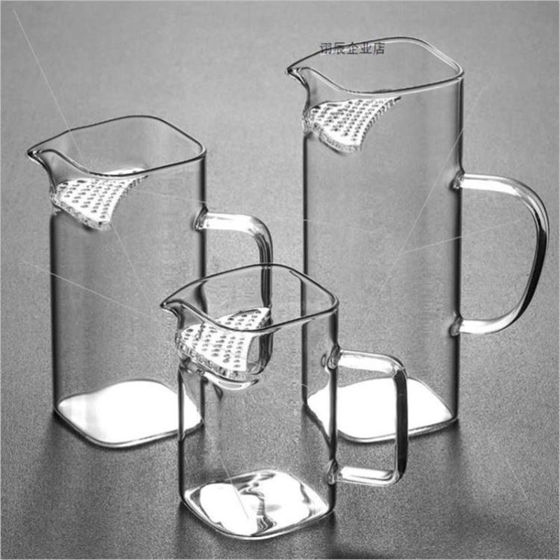 加厚玻璃公道杯绿茶泡茶器泡x茶壶耐热方形月牙过滤茶漏一体分茶