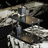 收纳风杯架轻奢酒店品置物架放洗漱化妆置双层大理石台面卫生间架