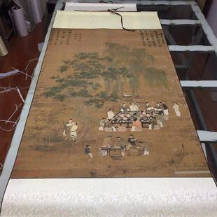 装品宋徽宗赵佶文会古代复制挂画挂画真迹轴中国裱名高清定制图