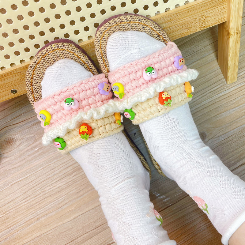 胖玻璃球手作g夏季布线条手工编织凉拖鞋女沙滩鞋自己做diy材料包