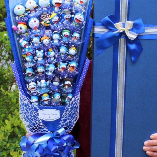 胖花束卡通花束公仔哆啦七夕生日叮当猫教师节礼物女友蓝礼盒毕业