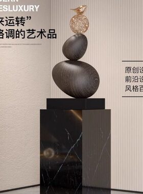 售楼处艺术转雕塑摆设石入户走廊来运创意鹅卵石过道酒店玄关摆件