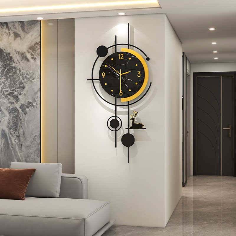 创意轻奢挂钟客厅k高级感现代简约家用装饰时钟挂墙免打孔静音钟