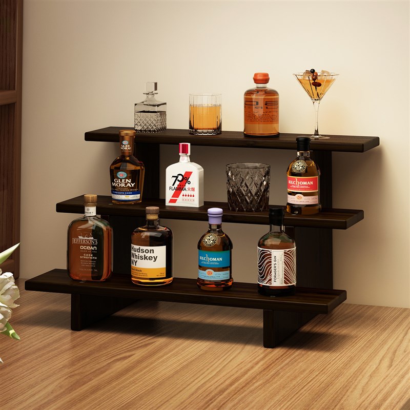 桌面酒架置物架杯子收纳吧台酒柜阶F梯式陈列架迷你小型洋酒展示