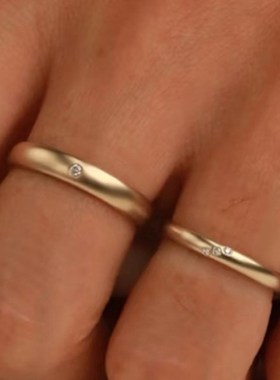 Mr. bZ 925银栽培钻石磨砂覆古风格情侣戒指日常佩戴建议订婚戒指