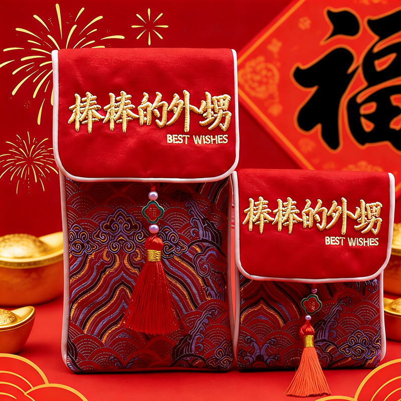 中国风2026高档刺绣红包袋马年新款布艺红包外甥新年压岁钱