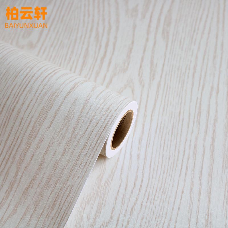 韩版白橡木纹墙纸贴纸可移胶导气槽防火展柜酒店工厂装饰PVC壁纸