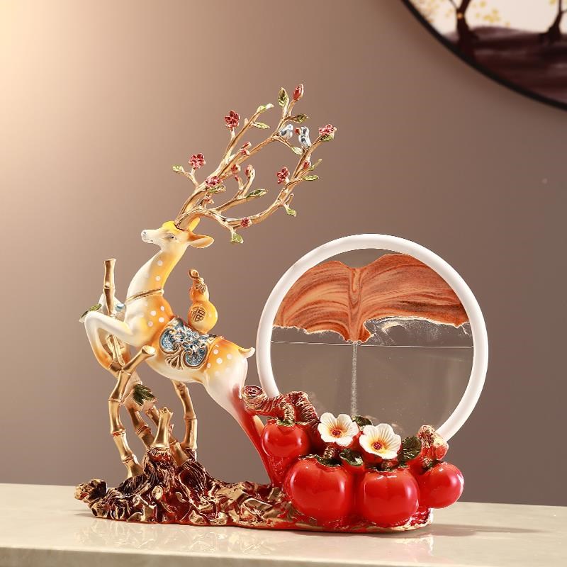 新中摆式zhujiel流画招鹿摆件玄关H客厅电视柜酒柜装饰事事沙如意