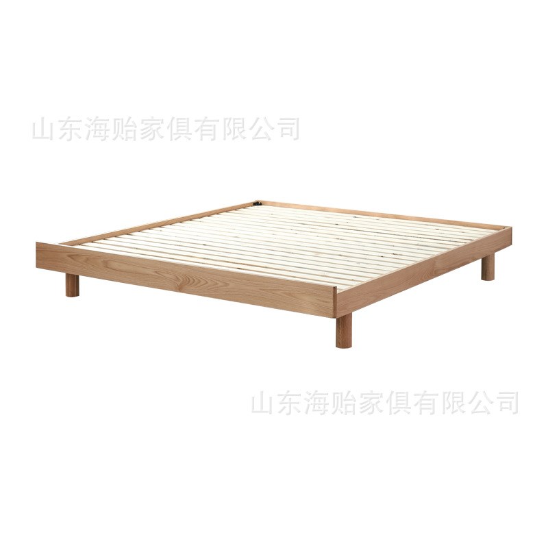现代简约实木床1.5米1.8北欧极简卧室J大床小户型高度可调榻榻米