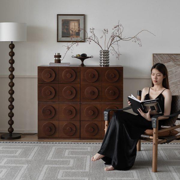 润家家居复古实木卡门柜客厅电视柜高低组合收纳柜家用餐边柜斗柜,住宅家具,斗柜,淘宝优惠券,粉丝福利购,淘宝优惠卷