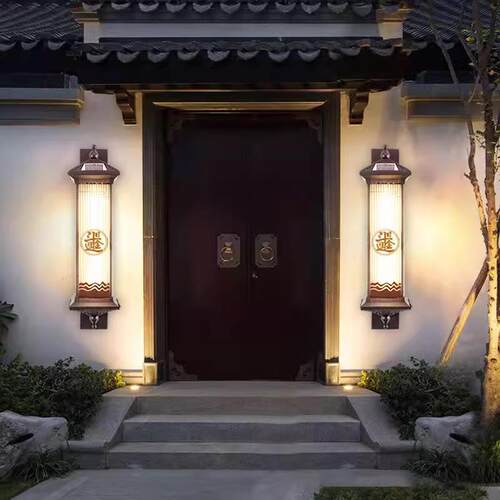 太阳能壁灯户外防水庭院灯花园别墅阳台外墙灯中式室外大门柱子灯