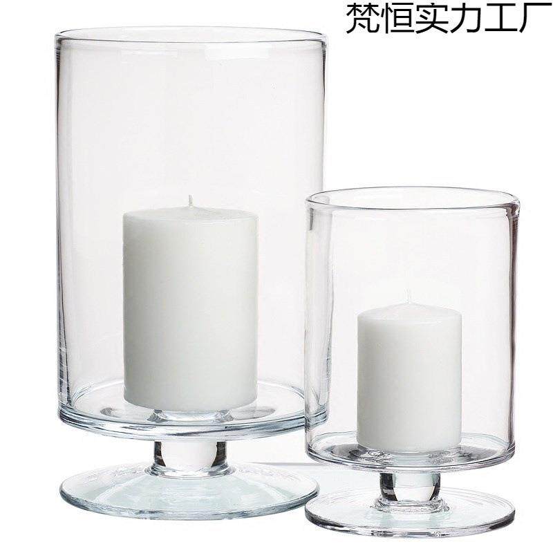 烛台摆件欧式蜡烛杯高脚防风风灯蜡台座玻璃装饰北欧简约浪漫家用