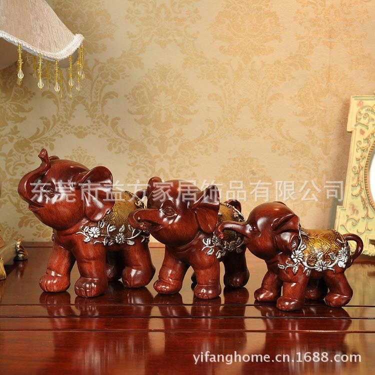 三连象摆件三口之家象摆设树脂工艺品客厅酒柜电视柜家居装饰品