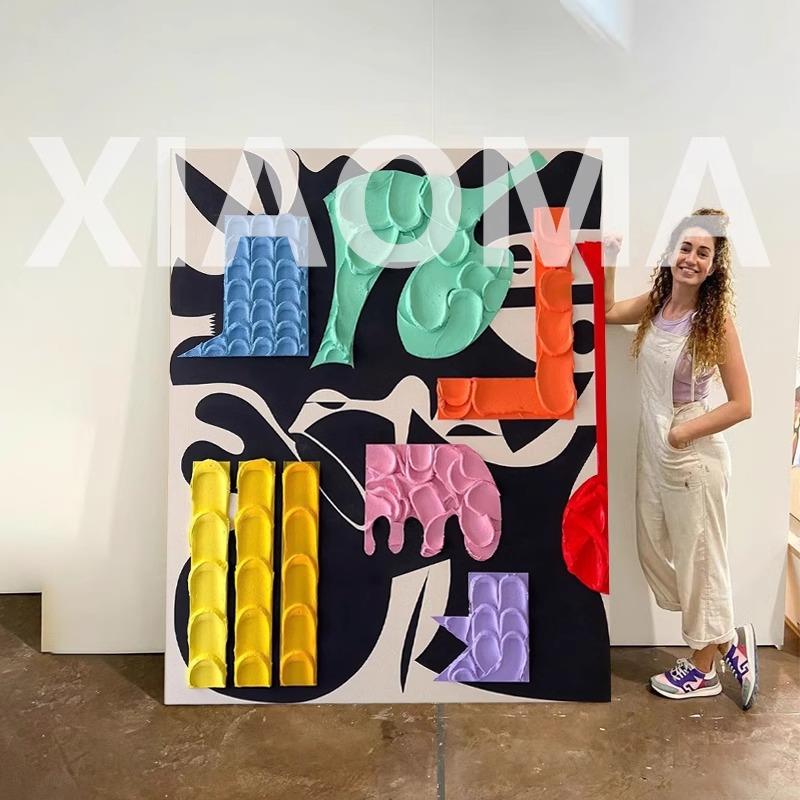 无框画实木内框轻奢抽象客厅装饰画入户玄关走廊大挂画餐厅卧室
