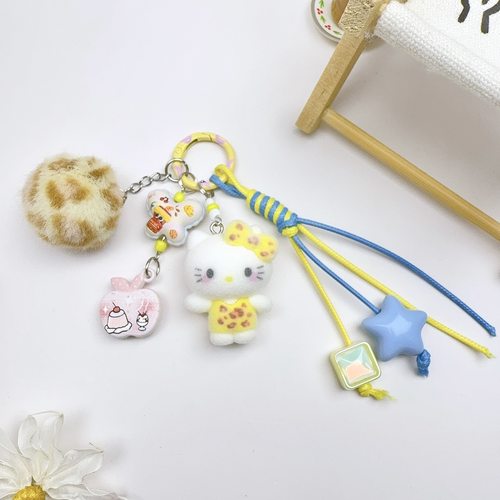 植绒kt猫手工diy饰品配件miu系钥匙扣手机链挂件摆件潮玩跨境学生