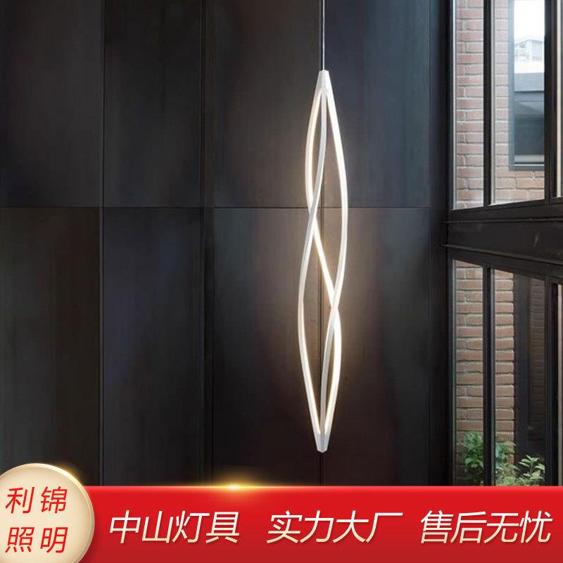 复式楼梯灯餐厅吊灯现代吧台意大利个性商用工装办公室餐桌长条灯