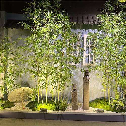 竹子造景室内景观新中式绿植盆景庭院酒店隔断假植物装饰摆件