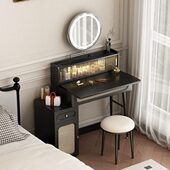 卧室感高级床头柜小户型化妆桌梳妆台实木古一体中化妆台法式 复古