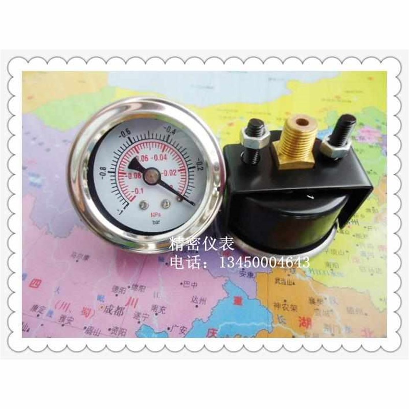 表框不锈钢40MkM轴向带支架(嵌装式)-0.1MPA~0真空负压表