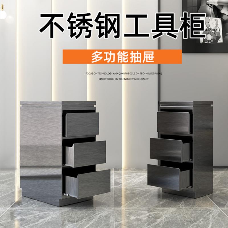 发廊剪发工具柜小推车理发店工具台美发店不锈钢置物柜抽屉式镜台