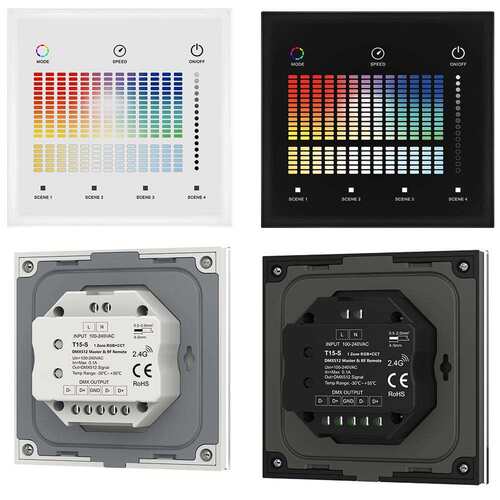 DT8调光调色RGB RGBW RGB+CCT 主控智能触摸钢化玻璃LED面板TD5-S