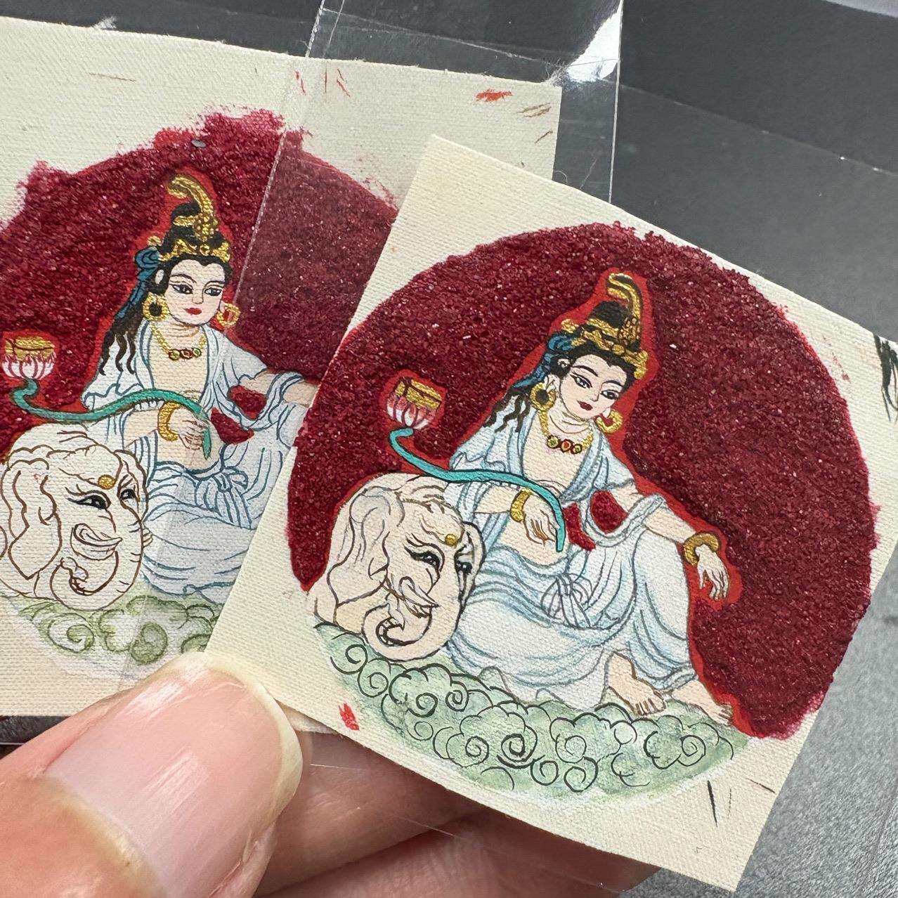 手工朱砂款八大守护唐卡画布十二生肖本命佛随身唐卡普贤3.5画芯
