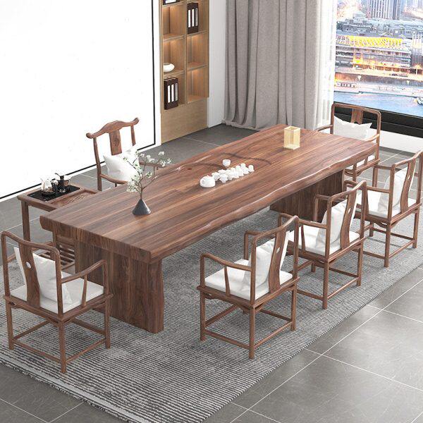 松木茶桌新中式泡茶桌大板老收纳高级功夫茶台禅意实木新西兰桌