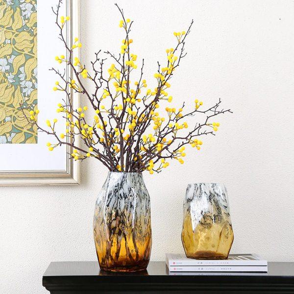 现代轻奢不规则琥珀渐变琉璃花瓶摆件插花花器客厅玄关电视柜装饰,家居饰品,花瓶,淘宝优惠券,粉丝福利购,淘宝优惠卷