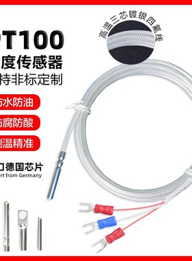 进口PT100温度传感器PTt1000热电阻3线PT1000热电偶温度10米