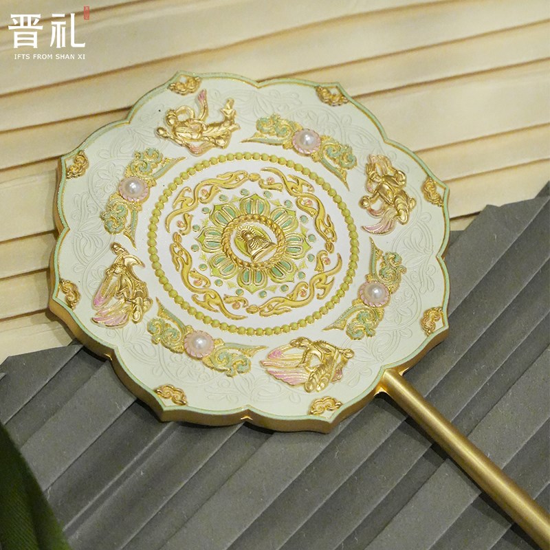 晋礼山西礼物云冈石窟莲花梵影B化妆镜文创周边旅游送礼随身镜