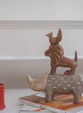创意树脂动物手工摆件客厅玄关酒柜D博古架装饰摆设家居饰品工艺