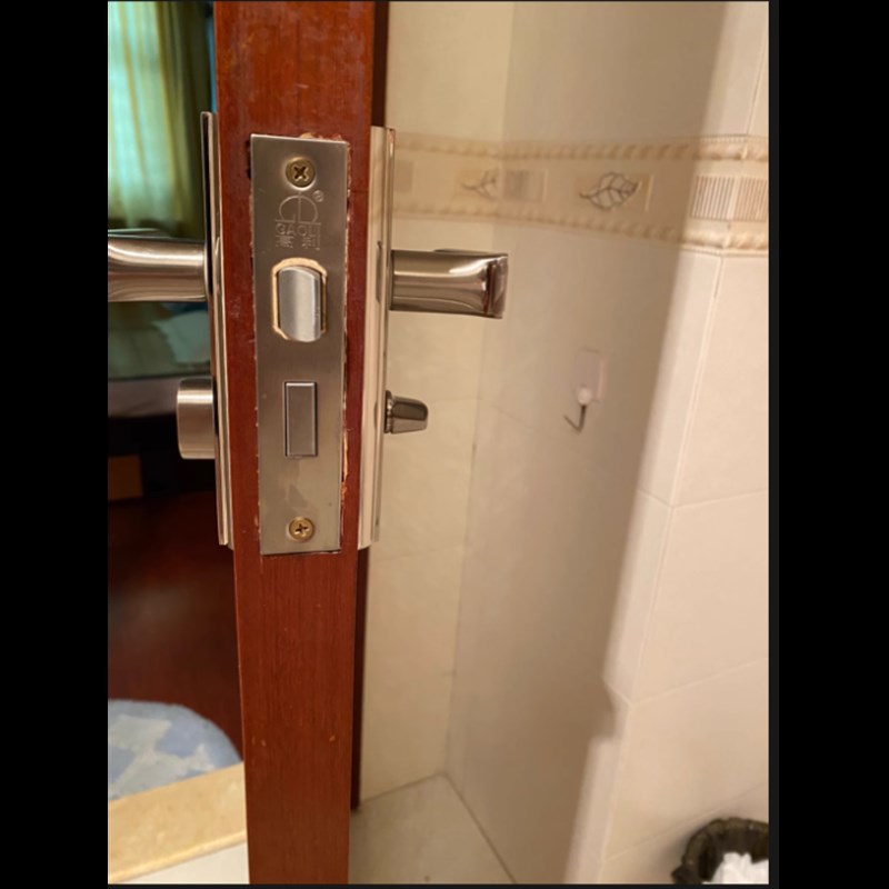 家用通用型卧室卫生间木门单舌锁换锁H厕所室内免打孔2个螺丝锁体