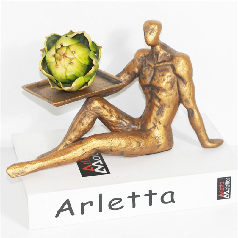 样板房间新中式i摆件金属铸铁人物黑古铜色雕塑软装饰品后现代欧