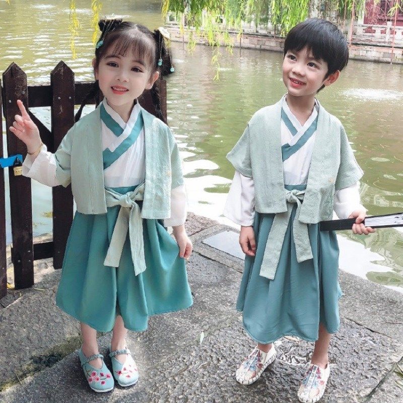 小女孩民族服中国风男童汉服古风帅气古装幼儿园国学表演服唐装春