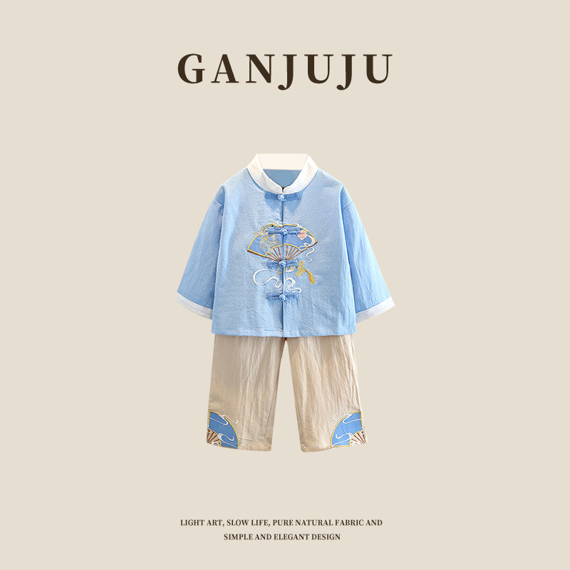 中国风男童汉服春秋套装改良古装儿童唐装夏季男孩国学服演出服装