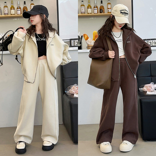 女童卫衣套装 2024新款 洋气时髦大童休闲外套儿童秋装 两件套 春秋款