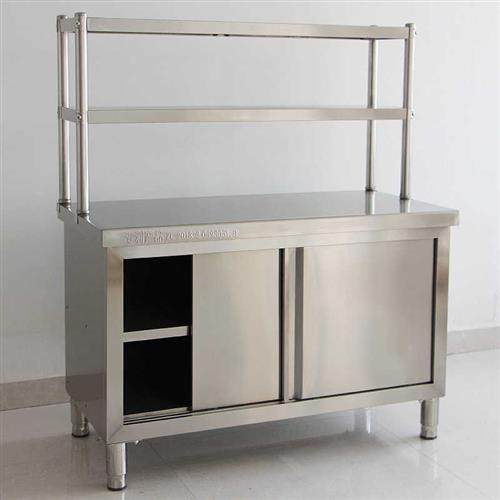 商用加厚不锈钢工作台厨房拉门操作台切菜桌食堂后厨打荷台案板