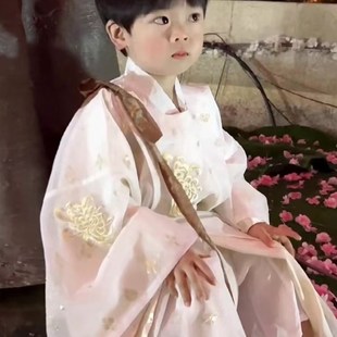 男童汉服春季唐朝白色重工明制春夏款古装国风小童古风儿童女童宋